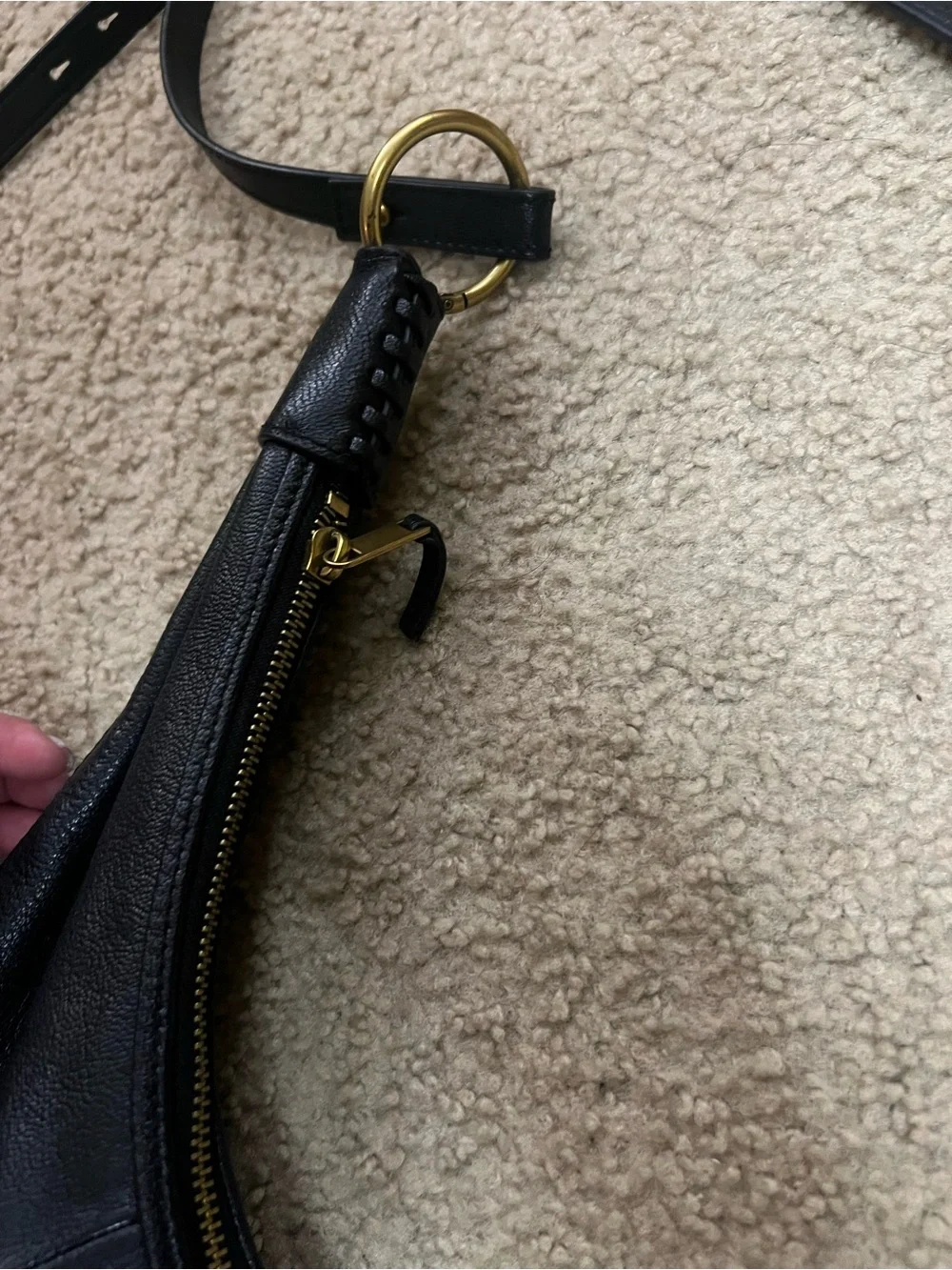 Walter Baker Black Leather Hobo with Gold Handle